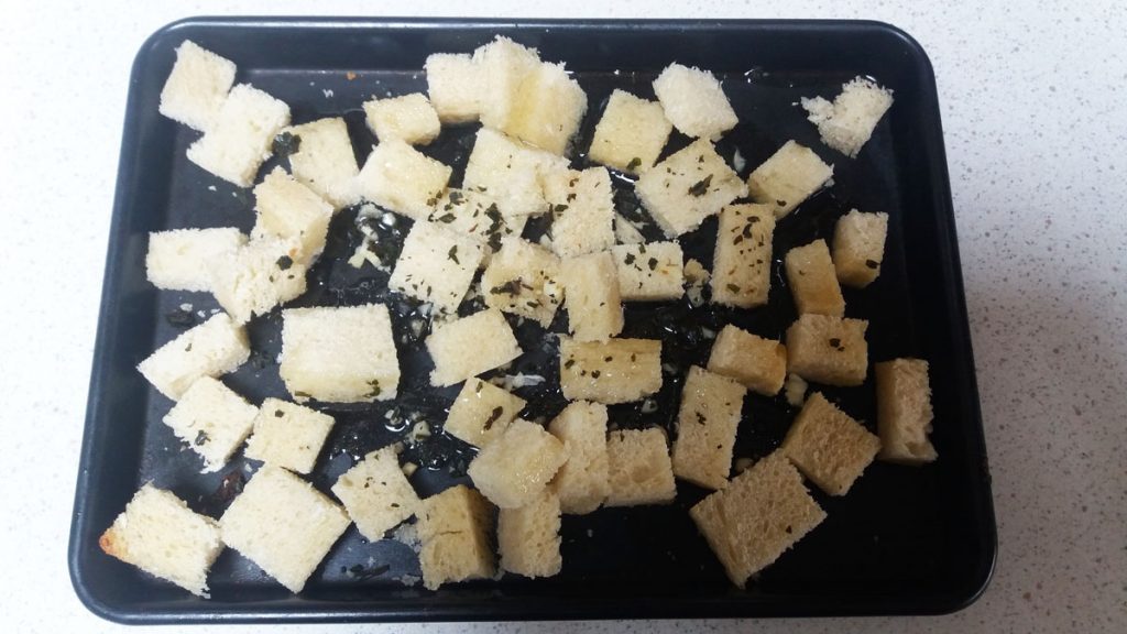herby oven croutons