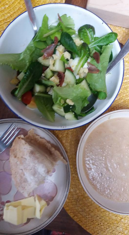 Salad, Leek and Potato Soup and Soda Bread